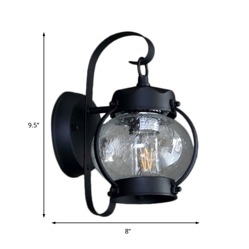 Cylinder/Lantern Seeded Glass Wall Hanging Light Traditional Single Bulb Outdoor Sconce Lamp in Clear Clearhalo 'Art deco wall lights' 'Cast Iron' 'Glass' 'Industrial wall lights' 'Industrial' 'Middle century wall lights' 'Modern' 'Rustic wall lights' 'Tiffany' 'Traditional wall lights' 'Wall Lamps & Sconces' 'Wall Lights' Lighting' 140560