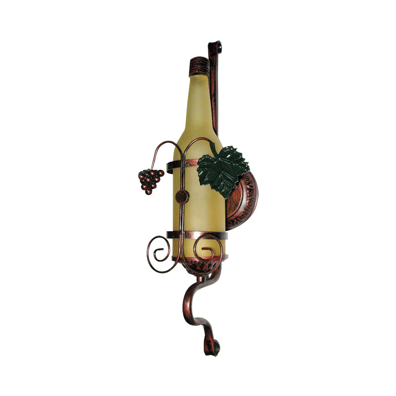 Vintage Wine Bottle Wall Sconce Light 1 Light Glass Wall Lamp in Yellow for Dining Room Clearhalo 'Art deco wall lights' 'Cast Iron' 'Glass' 'Industrial wall lights' 'Industrial' 'Middle century wall lights' 'Modern' 'Rustic wall lights' 'Tiffany' 'Traditional wall lights' 'Wall Lamps & Sconces' 'Wall Lights' Lighting' 140657