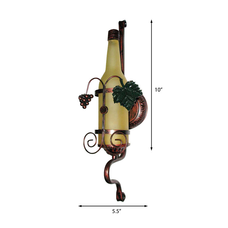 Vintage Wine Bottle Wall Sconce Light 1 Light Glass Wall Lamp in Yellow for Dining Room Clearhalo 'Art deco wall lights' 'Cast Iron' 'Glass' 'Industrial wall lights' 'Industrial' 'Middle century wall lights' 'Modern' 'Rustic wall lights' 'Tiffany' 'Traditional wall lights' 'Wall Lamps & Sconces' 'Wall Lights' Lighting' 140658
