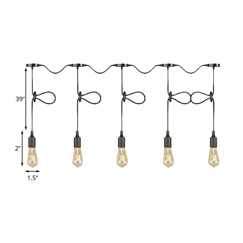 3/5/7-Light Bare Bulb Pendant Lighting Industrial Black Finish Metal Ceiling Light Fixture with Adjustable Cord Clearhalo 'Art Deco Pendants' 'Black' 'Cast Iron' 'Ceiling Lights' 'Ceramic' 'Crystal' 'Industrial Pendants' 'Industrial' 'Metal' 'Middle Century Pendants' 'Pendant Lights' 'Pendants' 'Rustic Pendants' 'Tiffany' Lighting' 140716