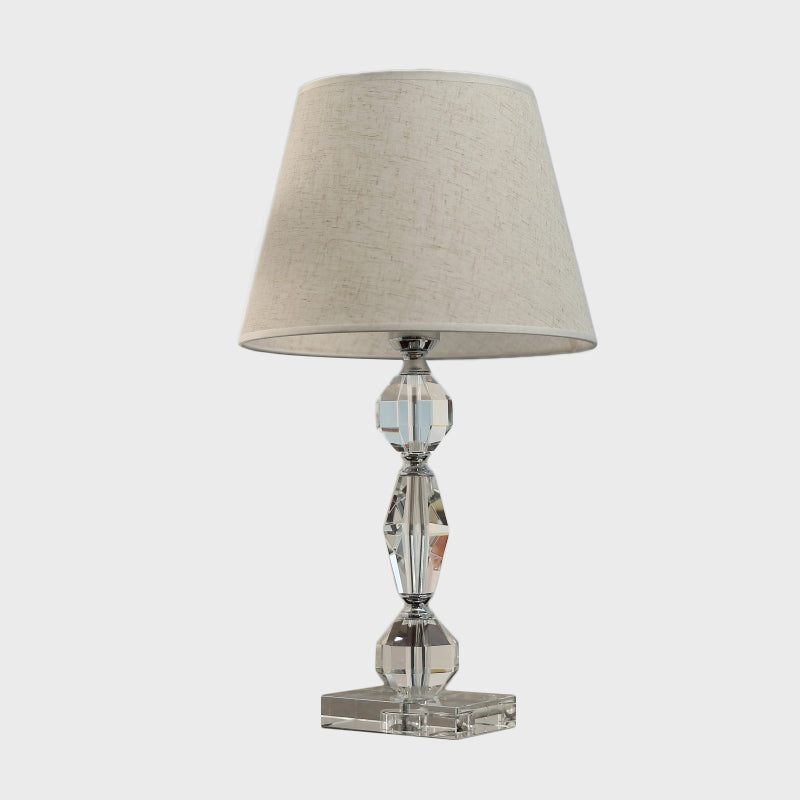 1 Head Faceted Balls Table Light Modern Clear Crystals Nightstand Lamp with Barrel Fabric Shade Clearhalo 'Lamps' 'Table Lamps' Lighting' 1409283