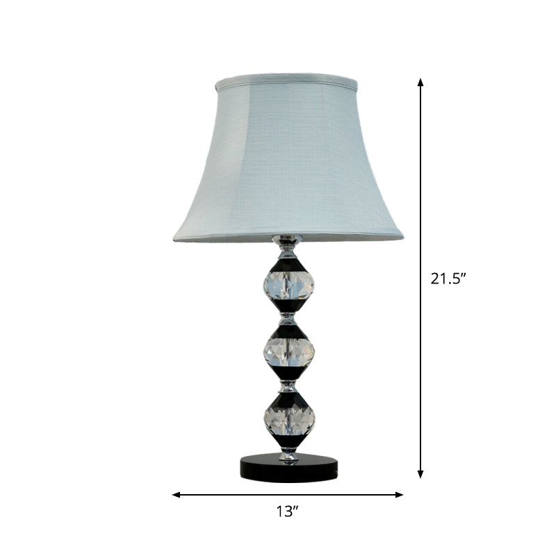 1 Head Beveled Orbs Table Light Modern Clear Crystal Night Stand Lamp with Bell Fabric Shade Clearhalo 'Lamps' 'Table Lamps' Lighting' 1409291