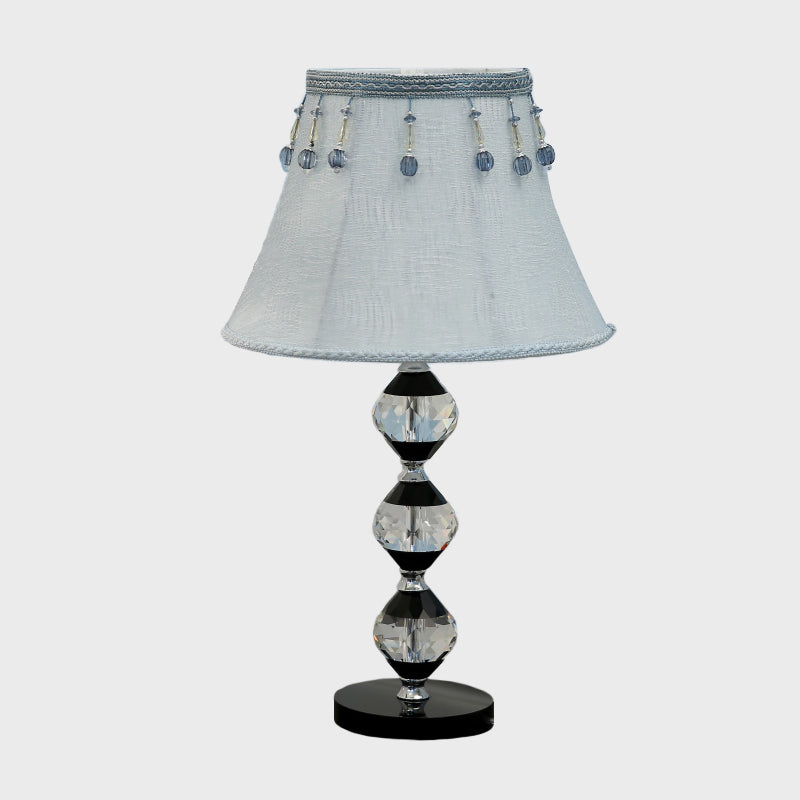 1 Head Beveled Orbs Table Light Modern Clear Crystal Night Stand Lamp with Bell Fabric Shade Clearhalo 'Lamps' 'Table Lamps' Lighting' 1409295