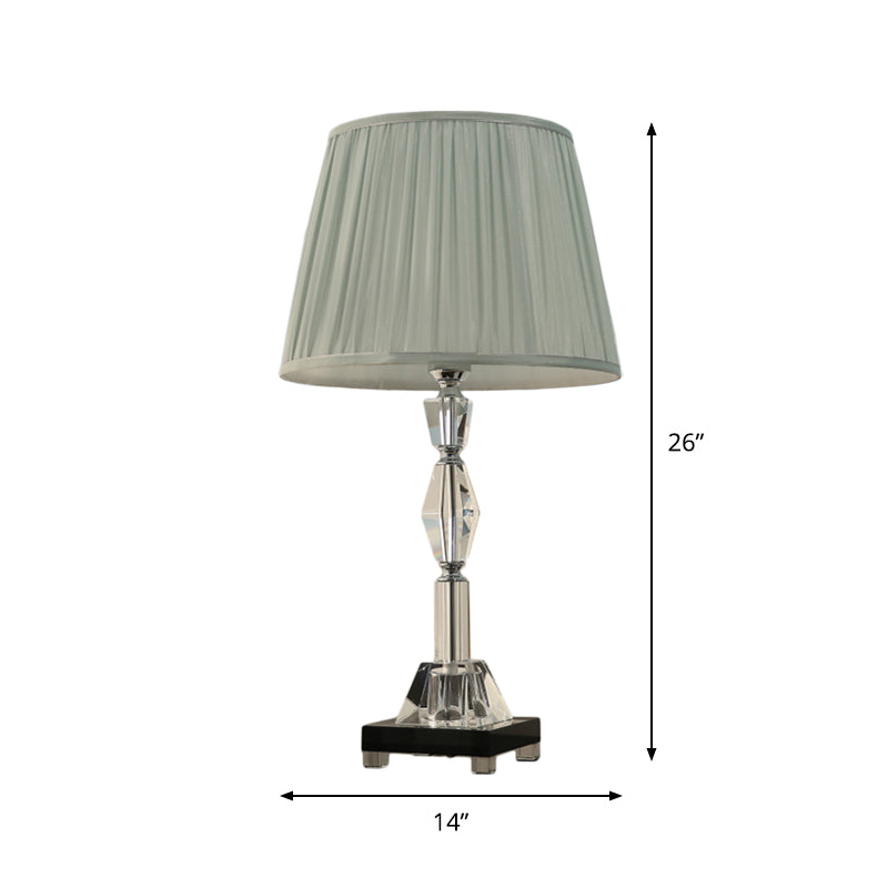 Modern Faceted Polyhedrons/Balls Table Light 1 Bulb Clear Crystal Nightstand Lamp with Pleated Lampshade Clearhalo 'Lamps' 'Table Lamps' Lighting' 1409300