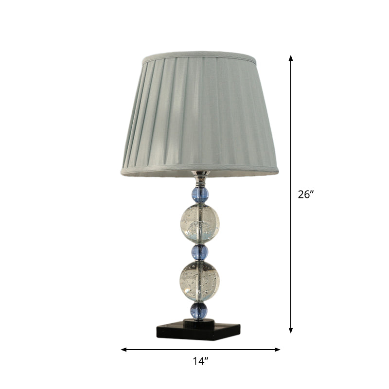 Modern Faceted Polyhedrons/Balls Table Light 1 Bulb Clear Crystal Nightstand Lamp with Pleated Lampshade Clearhalo 'Lamps' 'Table Lamps' Lighting' 1409305