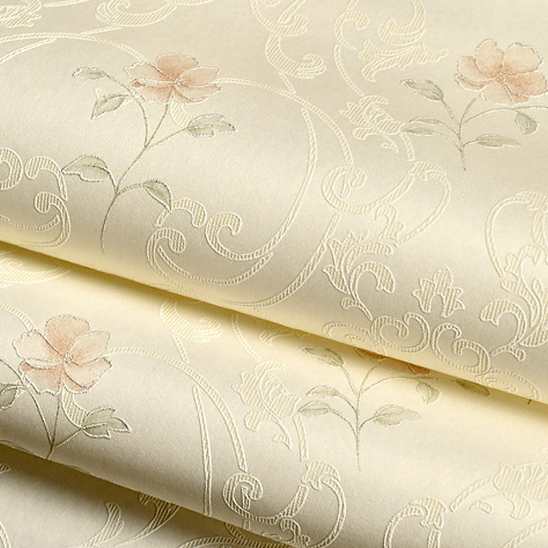 Light-Color Flower Wallpaper Roll Stain Resistant Farmhouse Bedroom Wall Covering Yellow-Red Clearhalo 'Country wall decor' 'Rustic' 'Wallpaper' Wall Decor' 1410092