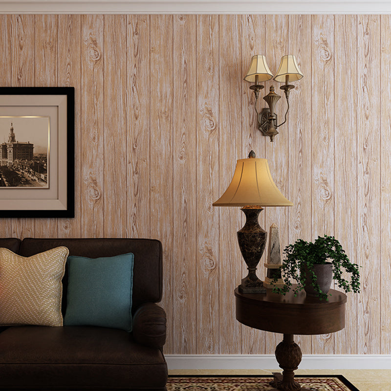 Pastel Color Wood Wallpaper Stain Resistant Wall Covering for Living Room, Non-Pasted Dark Wood Clearhalo 'Country wall decor' 'Rustic' 'Wallpaper' Wall Decor' 1410248
