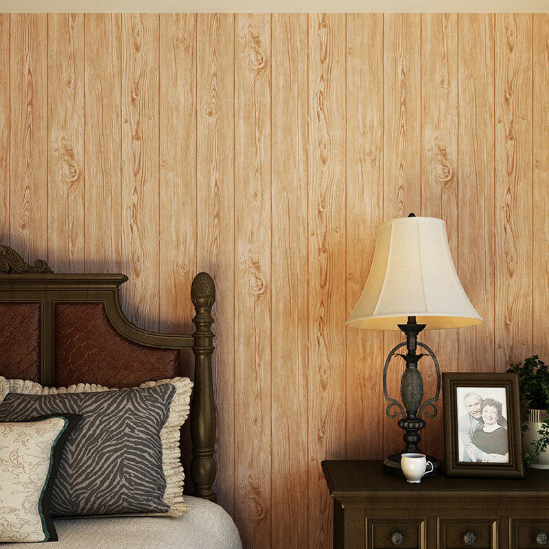 Pastel Color Wood Wallpaper Stain Resistant Wall Covering for Living Room, Non-Pasted Yellow Clearhalo 'Country wall decor' 'Rustic' 'Wallpaper' Wall Decor' 1410260