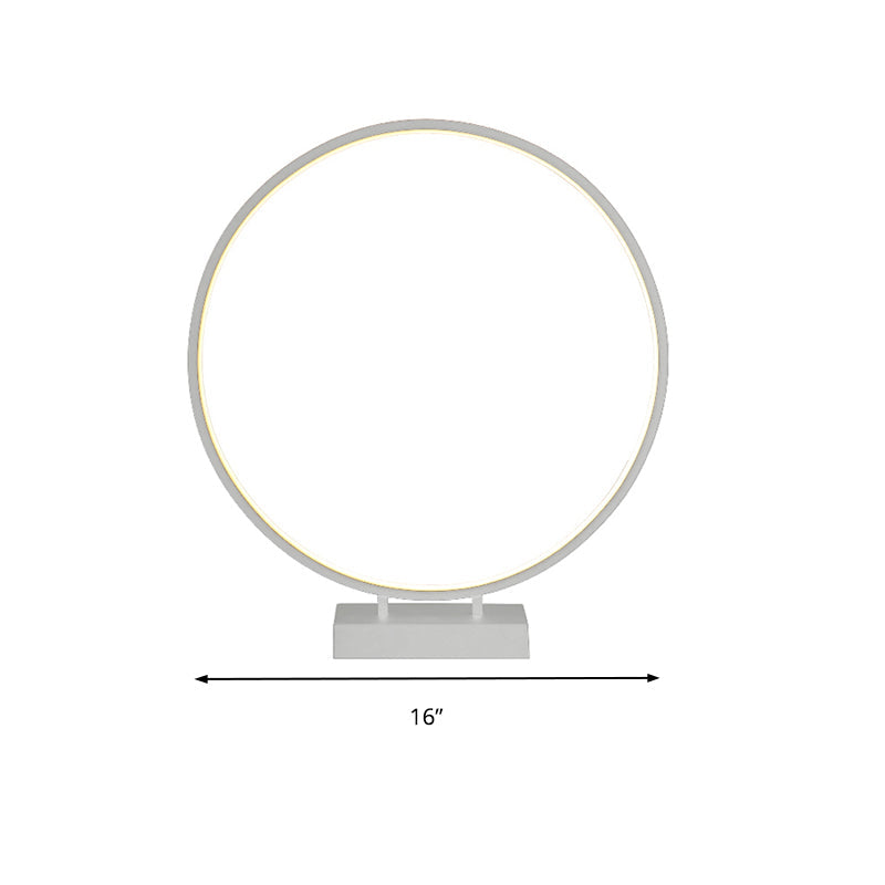 10"/12"/16" Dia Ring Desk Lamp Simplicity Acrylic LED Single Light Black/White Table Light in Warm/White Light Clearhalo 'Lamps' 'Table Lamps' Lighting' 141063