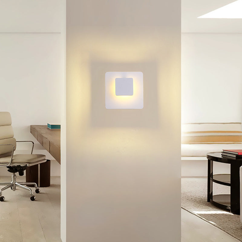 Squared Wall Mounted Lamp Contemporary Aluminum LED White Wall Sconce Fixture in White/Warm Lighting Clearhalo 'Cast Iron' 'Glass' 'Industrial' 'Modern wall lights' 'Modern' 'Tiffany' 'Traditional wall lights' 'Wall Lamps & Sconces' 'Wall Lights' Lighting' 141376
