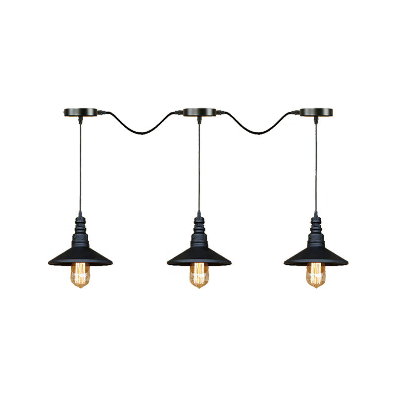 3/5 Bulbs Saucer Ceiling Pendant Vintage Industrial Black Iron Hanging Ceiling Light with Wire Connection Clearhalo 'Art Deco Pendants' 'Black' 'Cast Iron' 'Ceiling Lights' 'Ceramic' 'Crystal' 'Industrial Pendants' 'Industrial' 'Metal' 'Middle Century Pendants' 'Pendant Lights' 'Pendants' 'Rustic Pendants' 'Tiffany' Lighting' 141631
