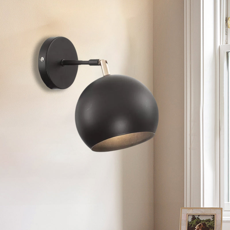 Metallic Global Wall Light Fixture Industrial Style 1 Bulb Bedroom Adjustable Sconce Lighting in Black Clearhalo 'Art deco wall lights' 'Cast Iron' 'Glass' 'Industrial wall lights' 'Industrial' 'Middle century wall lights' 'Modern' 'Rustic wall lights' 'Tiffany' 'Traditional wall lights' 'Wall Lamps & Sconces' 'Wall Lights' Lighting' 1416402