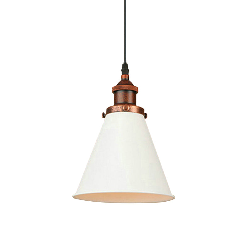 Black/Chrome/Rust Finish 1 Bulb Hanging Ceiling Light Retro Style Metal Tapered Shade Pendant Lighting for Kitchen Clearhalo 'Art Deco Pendants' 'Black' 'Cast Iron' 'Ceiling Lights' 'Ceramic' 'Crystal' 'Industrial Pendants' 'Industrial' 'Metal' 'Middle Century Pendants' 'Pendant Lights' 'Pendants' 'Rustic Pendants' 'Tiffany' Lighting' 1416573
