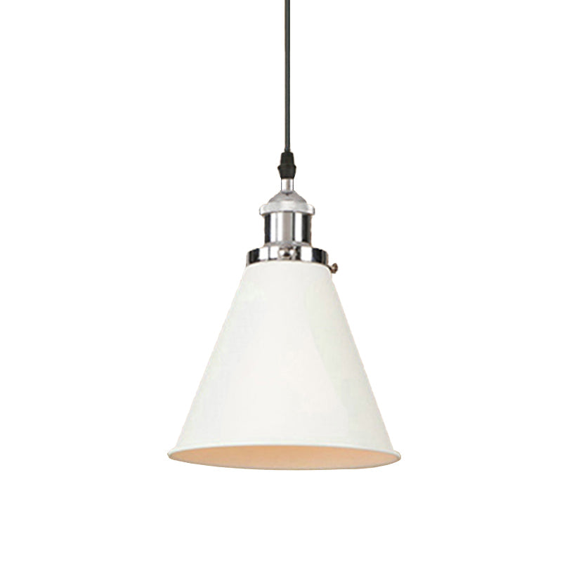 Black/Chrome/Rust Finish 1 Bulb Hanging Ceiling Light Retro Style Metal Tapered Shade Pendant Lighting for Kitchen Clearhalo 'Art Deco Pendants' 'Black' 'Cast Iron' 'Ceiling Lights' 'Ceramic' 'Crystal' 'Industrial Pendants' 'Industrial' 'Metal' 'Middle Century Pendants' 'Pendant Lights' 'Pendants' 'Rustic Pendants' 'Tiffany' Lighting' 1416582