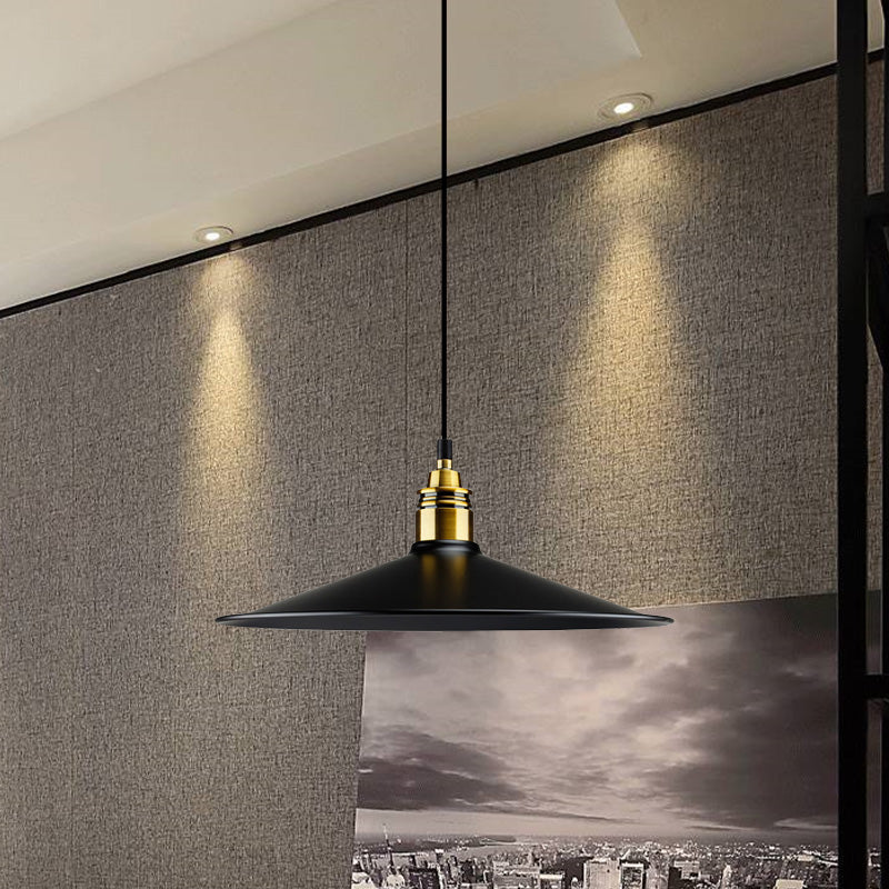 Metallic Cone Shade Ceiling Light Loft Stylish 10"/14" Wide 1 Head Kitchen Pendant Lamp in Black Clearhalo 'Art Deco Pendants' 'Black' 'Cast Iron' 'Ceiling Lights' 'Ceramic' 'Crystal' 'Industrial Pendants' 'Industrial' 'Metal' 'Middle Century Pendants' 'Pendant Lights' 'Pendants' 'Rustic Pendants' 'Tiffany' Lighting' 1416622
