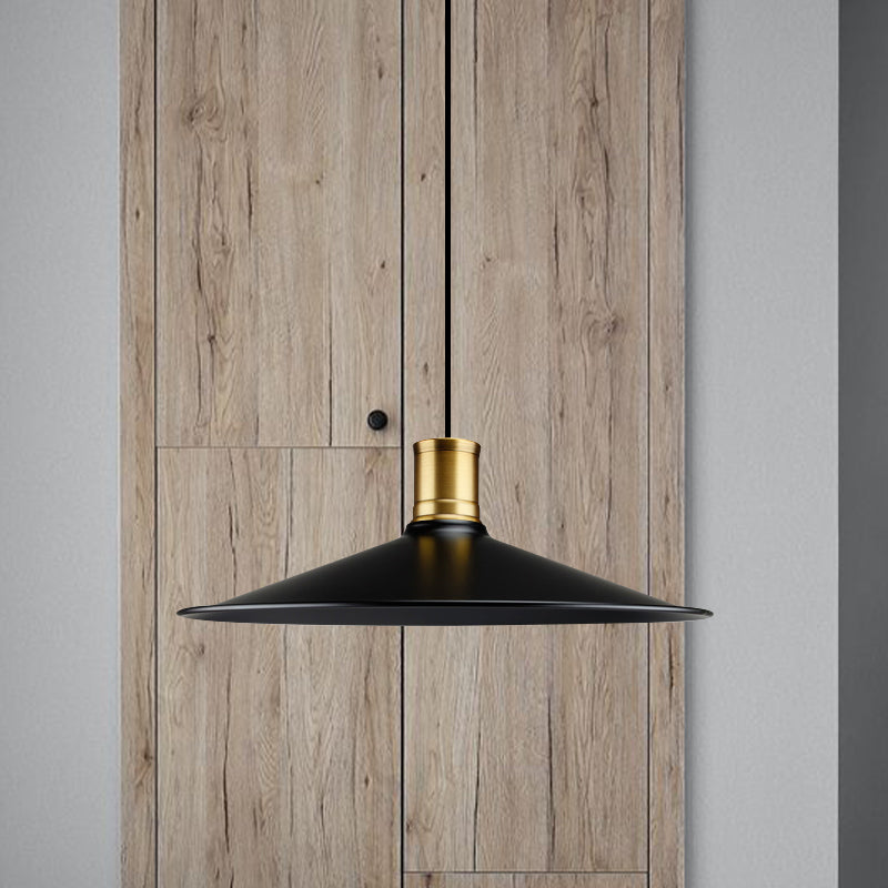Metallic Black Finish Pendant Lighting Conic 1 Light Industrial Vintage Suspension Light for Bedroom, 8.5"/10.5" Width Clearhalo 'Art Deco Pendants' 'Black' 'Cast Iron' 'Ceiling Lights' 'Ceramic' 'Crystal' 'Industrial Pendants' 'Industrial' 'Metal' 'Middle Century Pendants' 'Pendant Lights' 'Pendants' 'Rustic Pendants' 'Tiffany' Lighting' 1416626