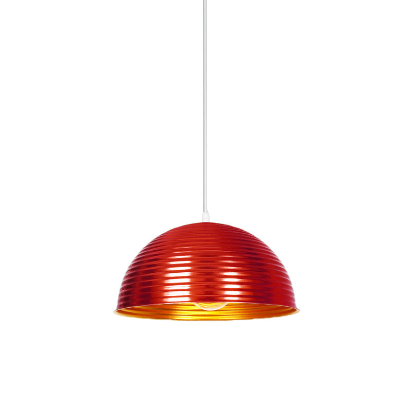 Industrial Ribbed Dome Ceiling Pendant 1 Light Metallic Ceiling Light Fixture in Yellow/Green for Restaurant Clearhalo 'Art Deco Pendants' 'Black' 'Cast Iron' 'Ceiling Lights' 'Ceramic' 'Crystal' 'Industrial Pendants' 'Industrial' 'Metal' 'Middle Century Pendants' 'Pendant Lights' 'Pendants' 'Rustic Pendants' 'Tiffany' Lighting' 1416674