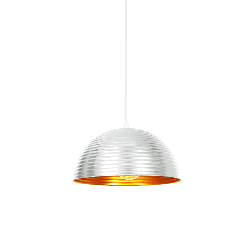 Industrial Ribbed Dome Ceiling Pendant 1 Light Metallic Ceiling Light Fixture in Yellow/Green for Restaurant Clearhalo 'Art Deco Pendants' 'Black' 'Cast Iron' 'Ceiling Lights' 'Ceramic' 'Crystal' 'Industrial Pendants' 'Industrial' 'Metal' 'Middle Century Pendants' 'Pendant Lights' 'Pendants' 'Rustic Pendants' 'Tiffany' Lighting' 1416682