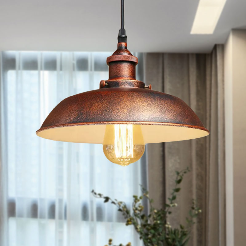 1 Bulb Barn Hanging Ceiling Light Antique Style Rust Wrought Iron Pendant Lamp with Adjustable Cord Clearhalo 'Art Deco Pendants' 'Cast Iron' 'Ceiling Lights' 'Ceramic' 'Crystal' 'Industrial Pendants' 'Industrial' 'Metal' 'Middle Century Pendants' 'Pendant Lights' 'Pendants' 'Tiffany' Lighting' 1416710