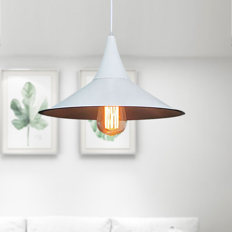 1 Head Pendant Lighting Simple Style Conic Shade Metallic Hanging Lamp in Black/White for Dining Table Clearhalo 'Art Deco Pendants' 'Black' 'Cast Iron' 'Ceiling Lights' 'Ceramic' 'Crystal' 'Industrial Pendants' 'Industrial' 'Metal' 'Middle Century Pendants' 'Pendant Lights' 'Pendants' 'Rustic Pendants' 'Tiffany' Lighting' 1416735