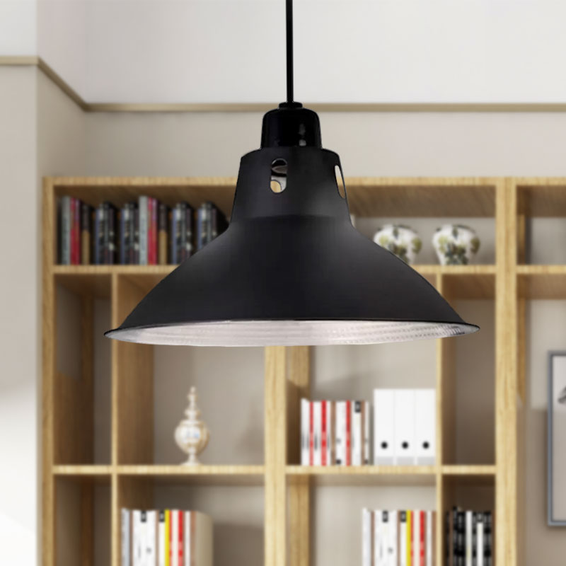 14"/16" W Bowl Dining Table Ceiling Pendant Farmhouse Metallic 1 Light Black Suspension Light Clearhalo 'Art Deco Pendants' 'Black' 'Cast Iron' 'Ceiling Lights' 'Ceramic' 'Crystal' 'Industrial Pendants' 'Industrial' 'Metal' 'Middle Century Pendants' 'Pendant Lights' 'Pendants' 'Rustic Pendants' 'Tiffany' Lighting' 1416736
