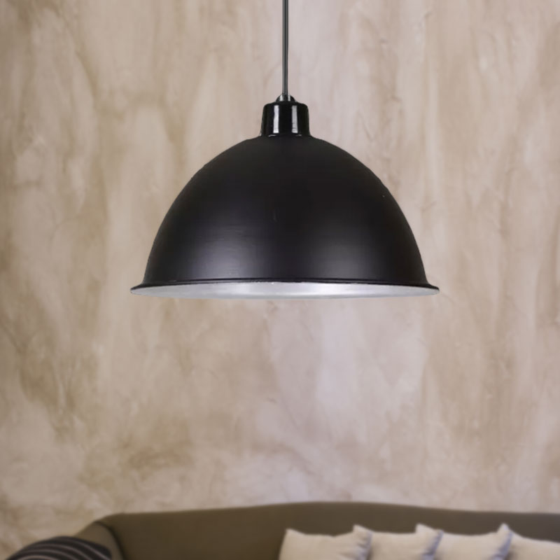 Metallic Bowl Shade Hanging Light Retro Style 1 Light Restaurant Pendant Lighting in Black/Silver Clearhalo 'Art Deco Pendants' 'Black' 'Cast Iron' 'Ceiling Lights' 'Ceramic' 'Crystal' 'Industrial Pendants' 'Industrial' 'Metal' 'Middle Century Pendants' 'Pendant Lights' 'Pendants' 'Rustic Pendants' 'Tiffany' Lighting' 1416753