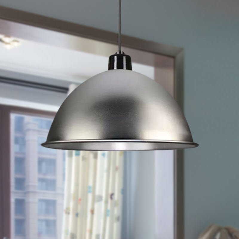Metallic Bowl Shade Hanging Light Retro Style 1 Light Restaurant Pendant Lighting in Black/Silver Clearhalo 'Art Deco Pendants' 'Black' 'Cast Iron' 'Ceiling Lights' 'Ceramic' 'Crystal' 'Industrial Pendants' 'Industrial' 'Metal' 'Middle Century Pendants' 'Pendant Lights' 'Pendants' 'Rustic Pendants' 'Tiffany' Lighting' 1416756