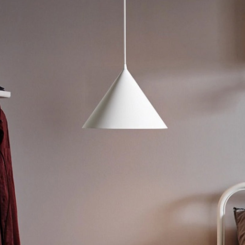 10"/12.5" Diameter 1 Light Conical Hanging Lamp Nordic Stylish Black/Blue Metal Pendant Light over Table Clearhalo 'Ceiling Lights' 'Modern Pendants' 'Modern' 'Pendant Lights' 'Pendants' Lighting' 1416851