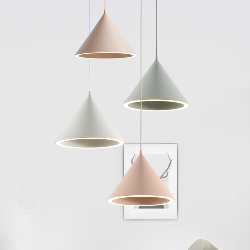 10"/12.5" Diameter 1 Light Conical Hanging Lamp Nordic Stylish Black/Blue Metal Pendant Light over Table Clearhalo 'Ceiling Lights' 'Modern Pendants' 'Modern' 'Pendant Lights' 'Pendants' Lighting' 1416860