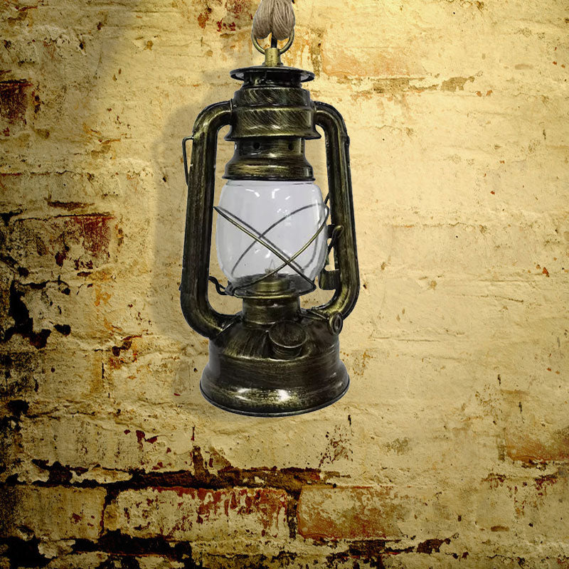 Black/Bronze/Antique Brass 1 Light Pendant Ceiling Light Industrial Clear Glass Kerosene Hanging Lamp for Coffee Shop Clearhalo 'Art Deco Pendants' 'Black' 'Cast Iron' 'Ceiling Lights' 'Ceramic' 'Crystal' 'Industrial Pendants' 'Industrial' 'Metal' 'Middle Century Pendants' 'Pendant Lights' 'Pendants' 'Rustic Pendants' 'Tiffany' Lighting' 1417963