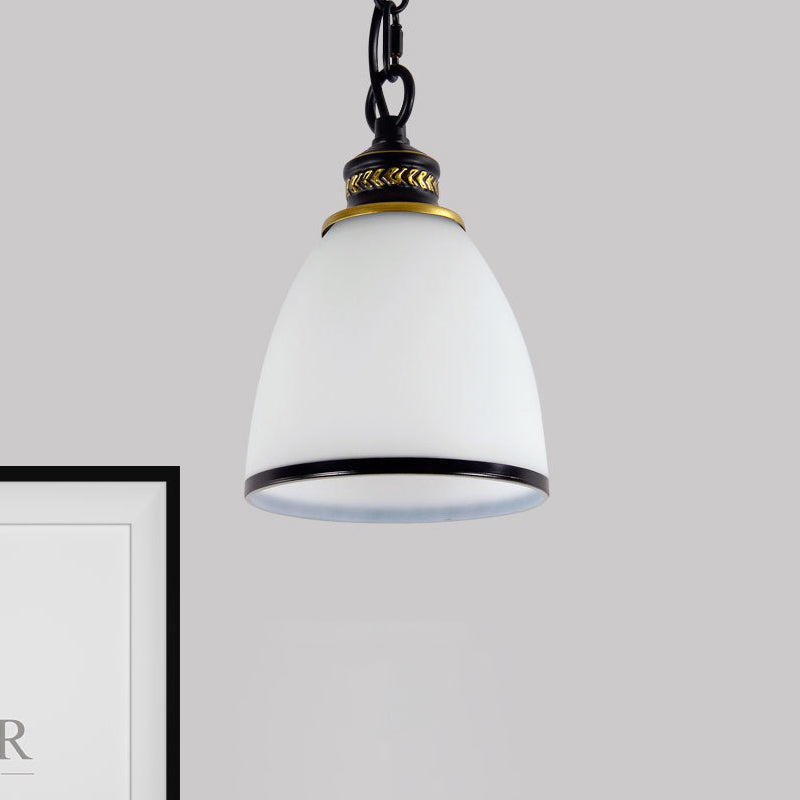 Single-Bulb Dome Pendant Lighting Factory Black/Brass Frosted Glass Hanging Light Fixture Clearhalo 'Ceiling Lights' 'Glass shade' 'Glass' 'Industrial Pendants' 'Industrial' 'Middle Century Pendants' 'Pendant Lights' 'Pendants' 'Tiffany' Lighting' 1417974