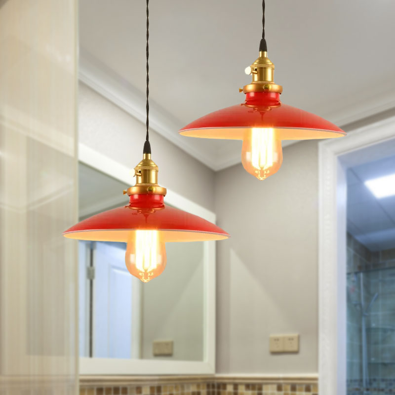 Industrial Style Bowl Pendant Lamp 10"/12.5" Wide 1 Light Metal Hanging Light in Black/White/Red over Table Clearhalo 'Art Deco Pendants' 'Black' 'Cast Iron' 'Ceiling Lights' 'Ceramic' 'Crystal' 'Industrial Pendants' 'Industrial' 'Metal' 'Middle Century Pendants' 'Pendant Lights' 'Pendants' 'Rustic Pendants' 'Tiffany' Lighting' 1418118
