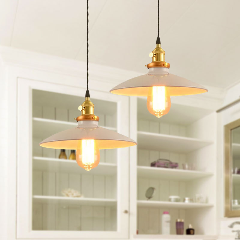 Industrial Style Bowl Pendant Lamp 10"/12.5" Wide 1 Light Metal Hanging Light in Black/White/Red over Table Clearhalo 'Art Deco Pendants' 'Black' 'Cast Iron' 'Ceiling Lights' 'Ceramic' 'Crystal' 'Industrial Pendants' 'Industrial' 'Metal' 'Middle Century Pendants' 'Pendant Lights' 'Pendants' 'Rustic Pendants' 'Tiffany' Lighting' 1418119