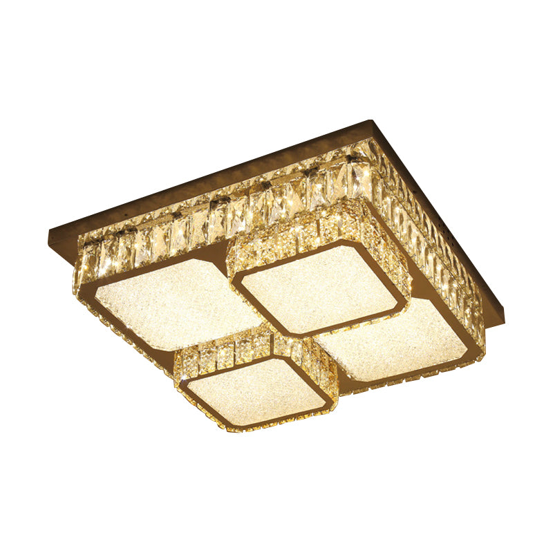 Clear Beveled Crystals Square Ceiling Lamp Contemporary Drawing Room LED Flush Lighting Fixture Clearhalo 'Ceiling Lights' 'Close To Ceiling Lights' 'Close to ceiling' 'Flush mount' Lighting' 1418448