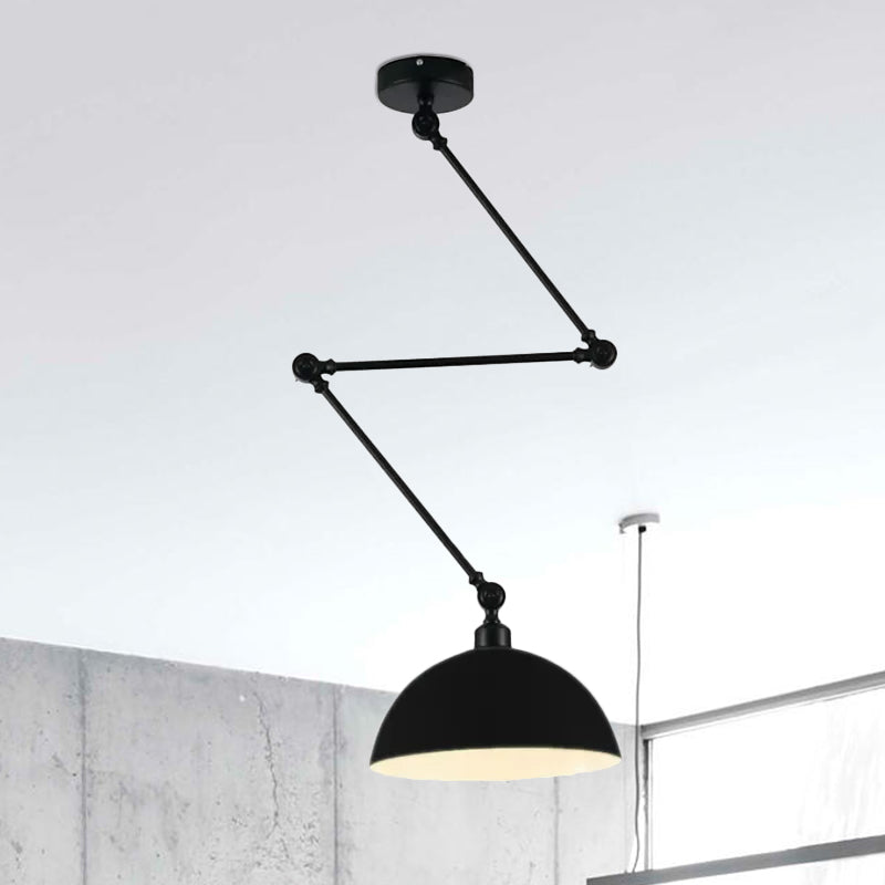 Domed Kitchen Pendant Lamp Industrial Style Metal 1 Light Green/Yellow Suspension Lamp with Extendable Arm Clearhalo 'Ceiling Lights' 'Modern Pendants' 'Modern' 'Pendant Lights' 'Pendants' Lighting' 1418603