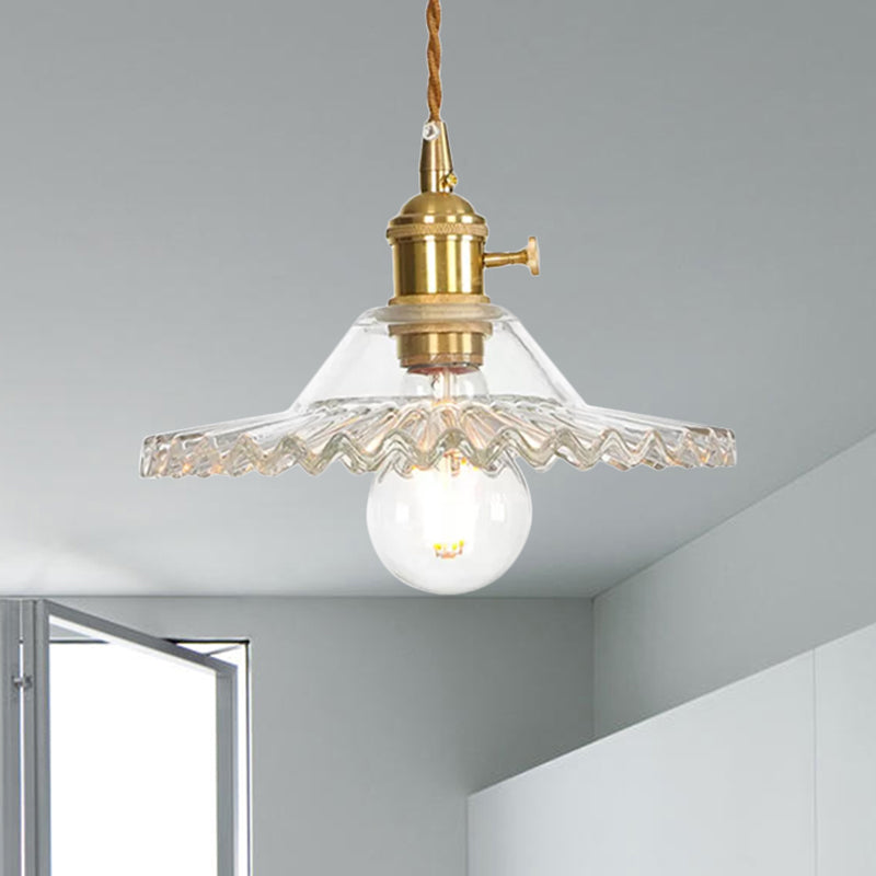 1-Light Pendant Lighting Industrial Scalloped Rose Gold/Clear/Amber Glass Hanging Ceiling Light for Living Room Clearhalo 'Art Deco Pendants' 'Cast Iron' 'Ceiling Lights' 'Ceramic' 'Crystal' 'Industrial Pendants' 'Industrial' 'Metal' 'Middle Century Pendants' 'Pendant Lights' 'Pendants' 'Tiffany' Lighting' 1418652