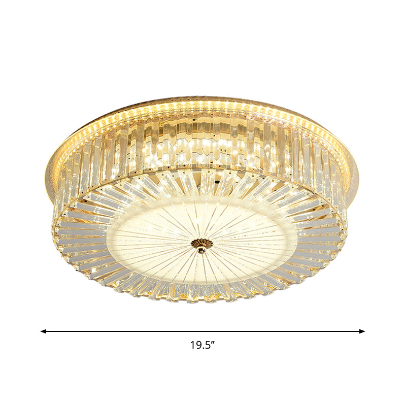 LED Flush Mount with Drum Shade Clear Crystals Contemporary Sleeping Room Ceiling Flush Mount Clearhalo 'Ceiling Lights' 'Close To Ceiling Lights' 'Close to ceiling' 'Flush mount' Lighting' 1418854