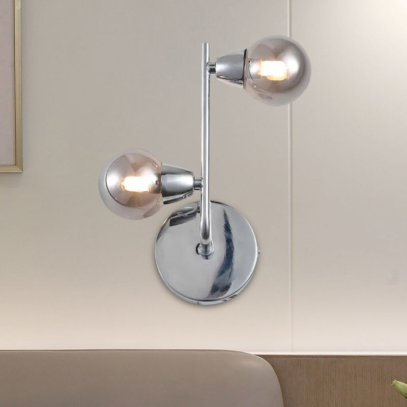 Ball Shaped Glass Wall Sconce Light Vintage Style 2/4 Lights Living Room Wall Mount Light in Chrome Finish Clearhalo 'Art deco wall lights' 'Cast Iron' 'Glass' 'Industrial wall lights' 'Industrial' 'Middle century wall lights' 'Modern' 'Rustic wall lights' 'Tiffany' 'Traditional wall lights' 'Wall Lamps & Sconces' 'Wall Lights' Lighting' 1419189