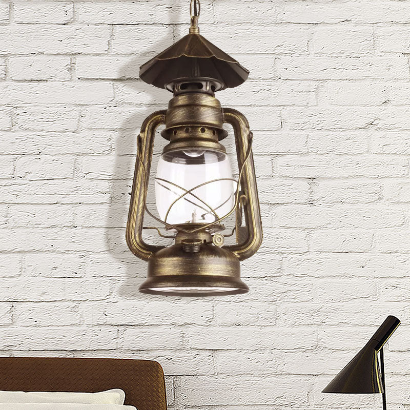 Black/Antique Bronze/Weathered Copper Single Light Pendant Lighting Industrial Clear Glass Kerosene Hanging Lamp for Indoor Clearhalo 'Art Deco Pendants' 'Black' 'Cast Iron' 'Ceiling Lights' 'Ceramic' 'Crystal' 'Industrial Pendants' 'Industrial' 'Metal' 'Middle Century Pendants' 'Pendant Lights' 'Pendants' 'Rustic Pendants' 'Tiffany' Lighting' 1419234