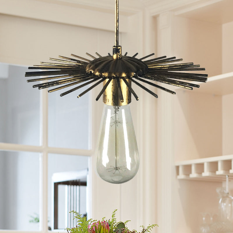 Farmhouse Style Open Bulb Pendant Light with Sputnik Design 1 Light Metal Hanging Lamp in Antique Brass/Weathered Copper Clearhalo 'Art Deco Pendants' 'Cast Iron' 'Ceiling Lights' 'Ceramic' 'Crystal' 'Industrial Pendants' 'Industrial' 'Metal' 'Middle Century Pendants' 'Pendant Lights' 'Pendants' 'Tiffany' Lighting' 1419298