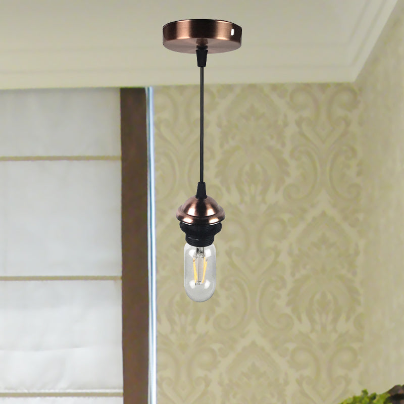 Industrial Mini Pendant Lighting with Bare Bulb 1 Light Metal Height Adjustable Hanging Lamp in Bronze/Brass Clearhalo 'Art Deco Pendants' 'Cast Iron' 'Ceiling Lights' 'Ceramic' 'Crystal' 'Industrial Pendants' 'Industrial' 'Metal' 'Middle Century Pendants' 'Pendant Lights' 'Pendants' 'Tiffany' Lighting' 1419311