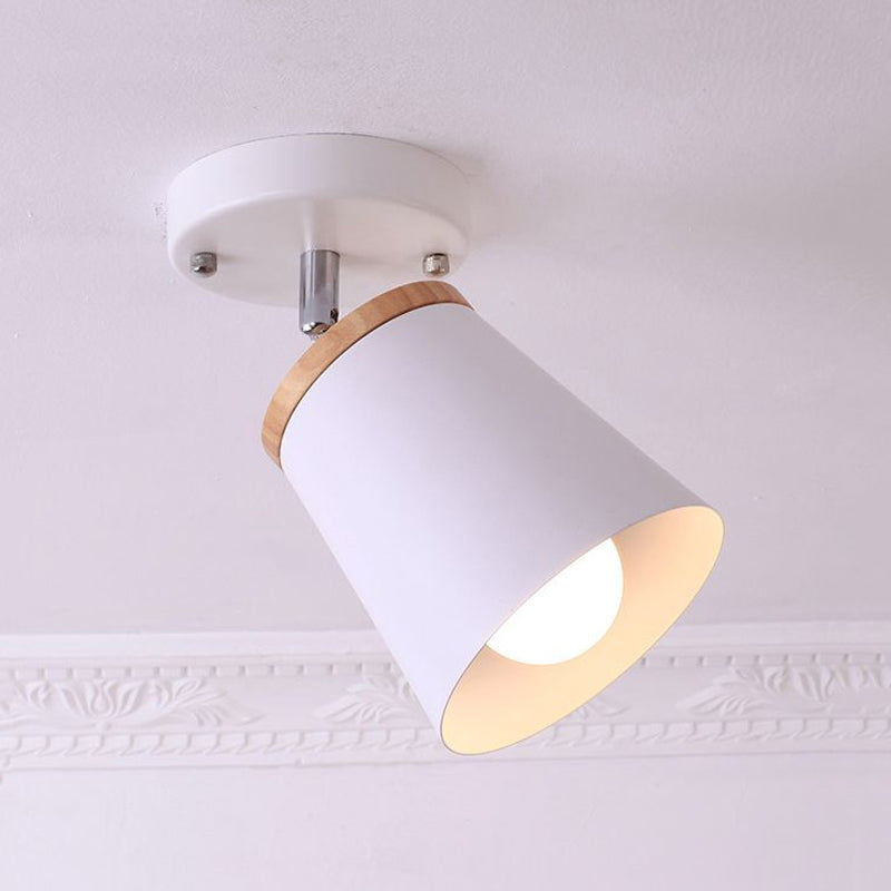 1/2/3-Bulb Semi Flush Light Modernism Tapered Shade Metal Rotatable Semi Flush Mount Light in White for Living Room Clearhalo 'Ceiling Lights' 'Close To Ceiling Lights' 'Close to ceiling' 'Semi-flushmount' Lighting' 1419366
