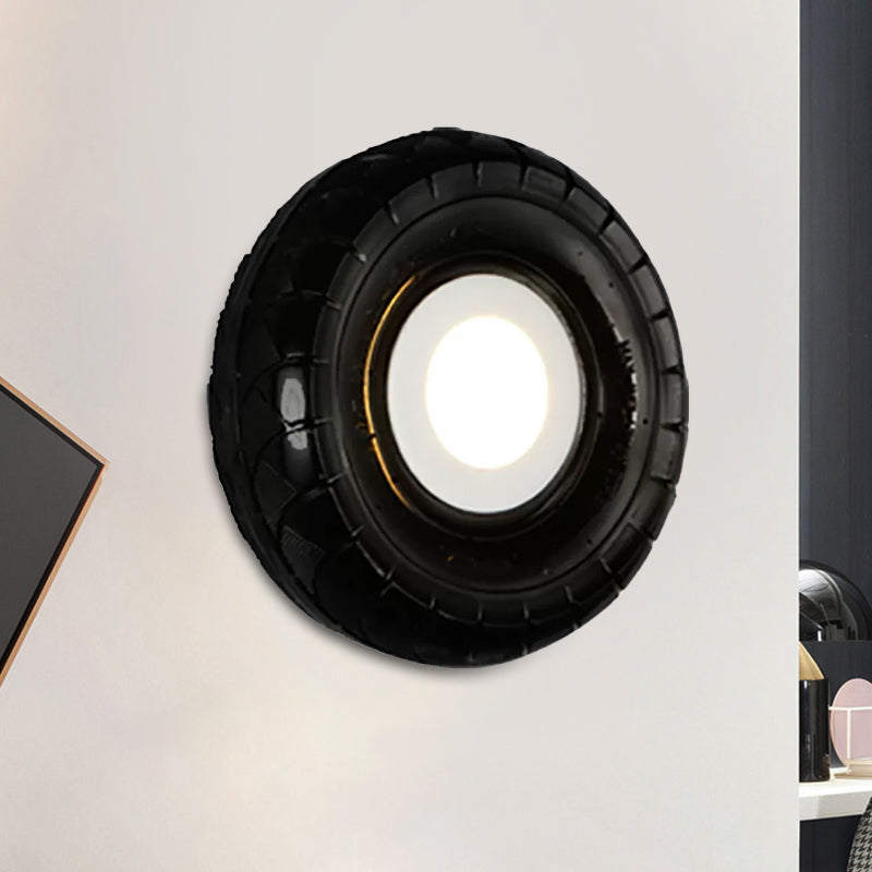 Tyre Metallic Sconce Wall Lighting Farmhouse Style LED Corridor Wall Mount Lighting in Black, 10"/16" Width Clearhalo 'Industrial wall lights' 'Industrial' 'Middle century wall lights' 'Tiffany' 'Wall Lamps & Sconces' 'Wall Lights' Lighting' 1419582