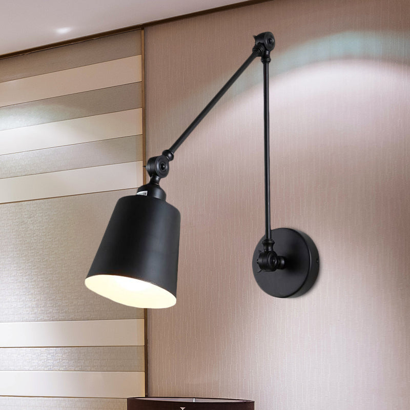 1 Light Metallic Wall Mount Light Contemporary Black/Rust Tapered Bedroom Wall Light Sconce with Adjustable Arm Clearhalo 'Art deco wall lights' 'Cast Iron' 'Glass' 'Industrial wall lights' 'Industrial' 'Middle century wall lights' 'Modern' 'Rustic wall lights' 'Tiffany' 'Traditional wall lights' 'Wall Lamps & Sconces' 'Wall Lights' Lighting' 1420129