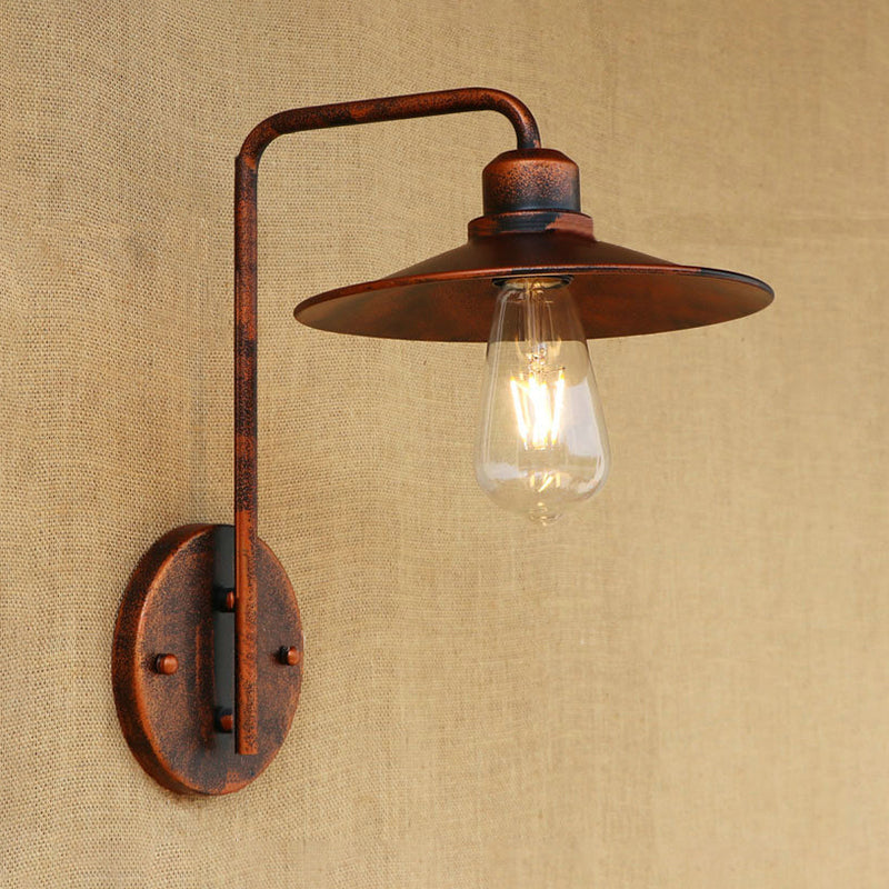 Black/White Flared Wall Lamp Vintage Rustic Iron 1 Bulb Living Room Wall Light Fixture with Angle Arm Clearhalo 'Art deco wall lights' 'Cast Iron' 'Glass' 'Industrial wall lights' 'Industrial' 'Middle century wall lights' 'Modern' 'Rustic wall lights' 'Tiffany' 'Traditional wall lights' 'Wall Lamps & Sconces' 'Wall Lights' Lighting' 1420239
