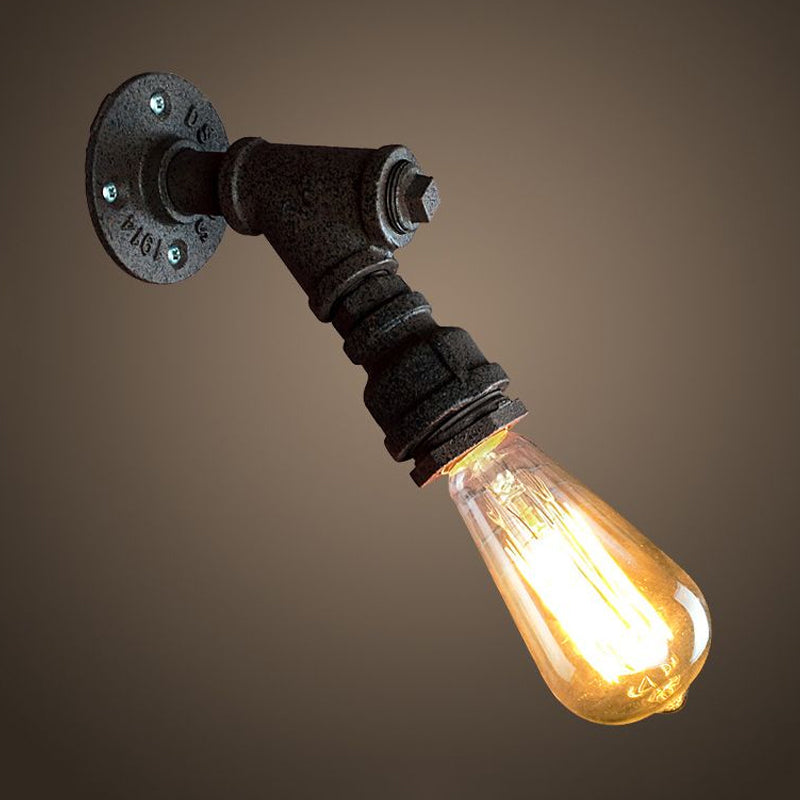 1 Head Wall Light Sconce Antique Stylish Piped Metal Mini Sconce Lighting Fixture in Rust/Black for Restaurant Clearhalo 'Art deco wall lights' 'Cast Iron' 'Glass' 'Industrial wall lights' 'Industrial' 'Middle century wall lights' 'Modern' 'Rustic wall lights' 'Tiffany' 'Traditional wall lights' 'Wall Lamps & Sconces' 'Wall Lights' Lighting' 1420487