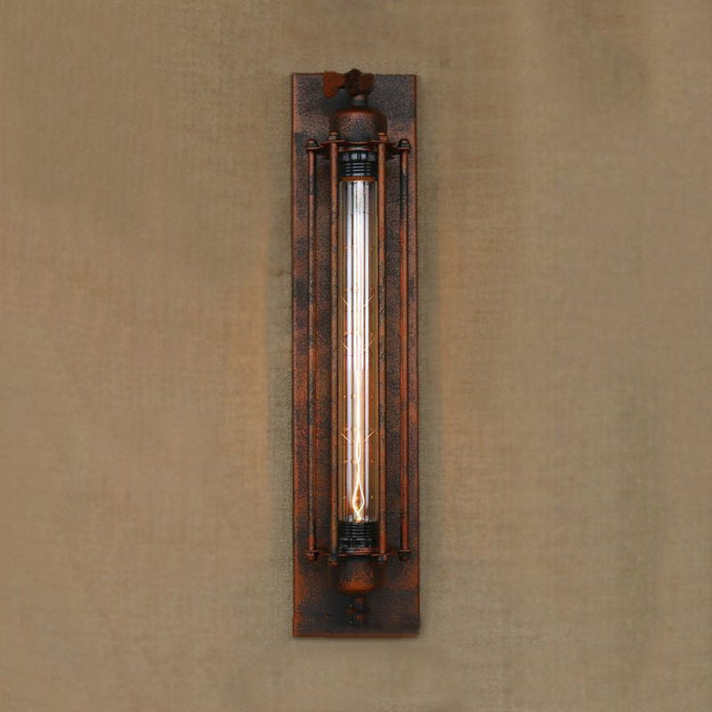 1 Light Linear Wall Sconce with Wire Frame Industrial Black/Silver Metallic Wall Mount Light for Bedroom Clearhalo 'Art deco wall lights' 'Cast Iron' 'Glass' 'Industrial wall lights' 'Industrial' 'Middle century wall lights' 'Modern' 'Rustic wall lights' 'Tiffany' 'Traditional wall lights' 'Wall Lamps & Sconces' 'Wall Lights' Lighting' 1420530