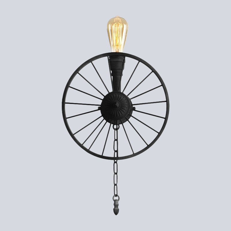 1/2-Head Bare Bulb Wall Mount Light Industrial Style Silver/Bronze/Antique Brass Wrought Iron Wall Lighting with Wheel Decoration Clearhalo 'Art deco wall lights' 'Cast Iron' 'Glass' 'Industrial wall lights' 'Industrial' 'Middle century wall lights' 'Modern' 'Rustic wall lights' 'Tiffany' 'Traditional wall lights' 'Wall Lamps & Sconces' 'Wall Lights' Lighting' 1420543