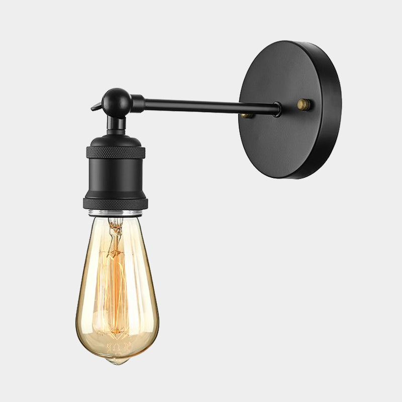 Black/Brass Finish 1 Head Wall Lamp Industrial Metal Mini Sconce Lighting with Bare Bulb for Bedroom Clearhalo 'Art deco wall lights' 'Cast Iron' 'Glass' 'Industrial wall lights' 'Industrial' 'Middle century wall lights' 'Modern' 'Rustic wall lights' 'Tiffany' 'Traditional wall lights' 'Wall Lamps & Sconces' 'Wall Lights' Lighting' 1420580