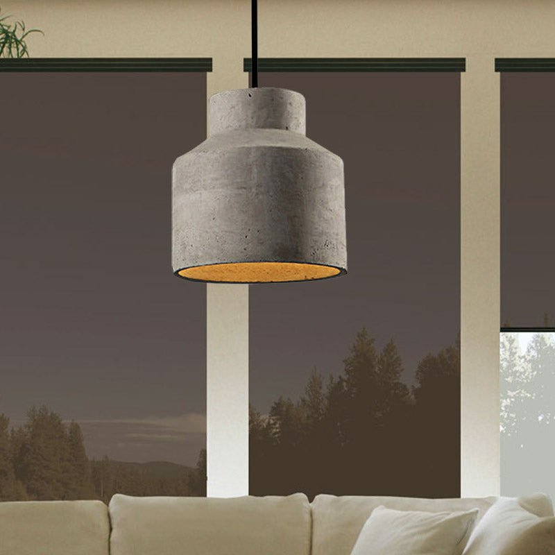 6.5"/8.5"/10.5" Dia Barn/Cylinder/Dome Cement Pendant Lighting Industrial 1 Light Dining Table Ceiling Light Fixture with Adjustable Cord in Grey Clearhalo 'Ceiling Lights' 'Modern Pendants' 'Modern' 'Pendant Lights' 'Pendants' Lighting' 1420885